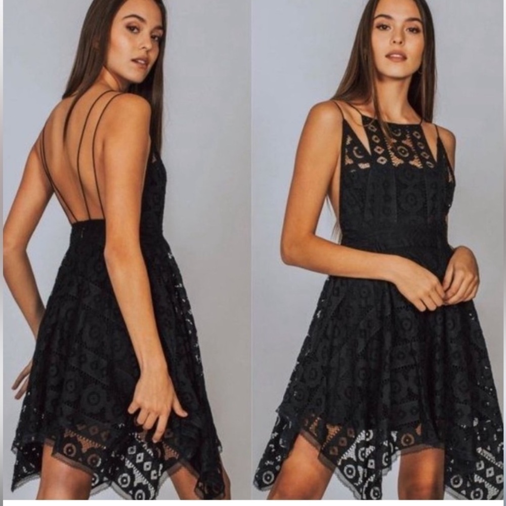 Free People Just Like Honey Black Crochet Dress size 2